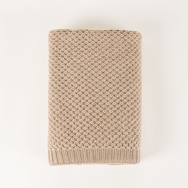 Boutique Blanche Loft 100% Cotton Knitted Throw Natural 130*180cm image number 0