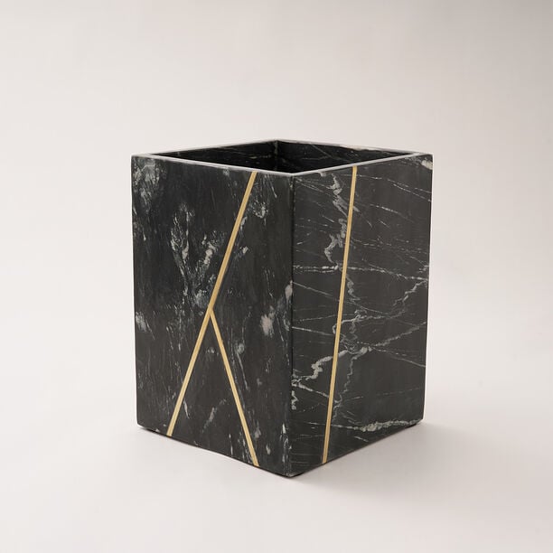 Homez black marble waste basket 19*19*25cm image number 0