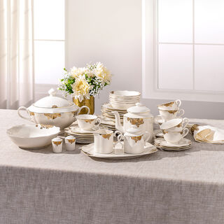 La Mesa gold /grey bone porcelain dinner set 47 pcs