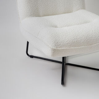Homez boucl&eacute; fabric lounge chair, white 66*75*79cm