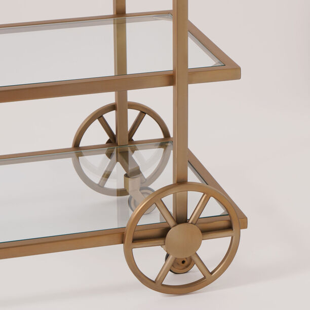 Homez metal and glass bar cart, glossy black 120*40*80 image number 2