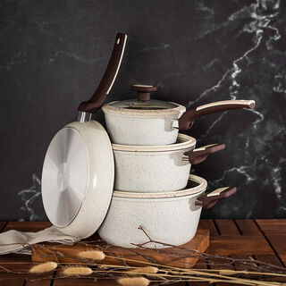 Alberto Stone Series 7 Pieces Cookware Set Cream Color
