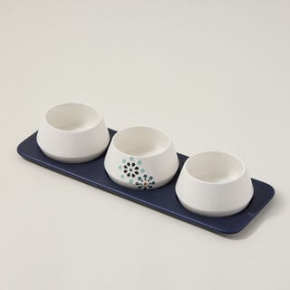Dallaty white porcelain nut bowls with tray set 4 pcs
