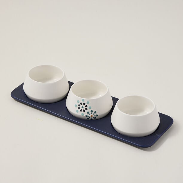 Dallaty white porcelain nut bowls with tray set 4 pcs image number 0