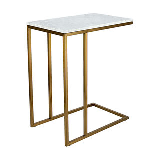 Gold Stainless Steel Side Table With Marble Top