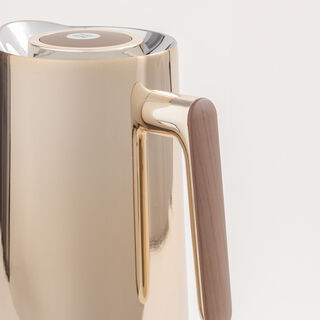 Dallaty 1L champagne gold steel vacuum flask with wooden handle