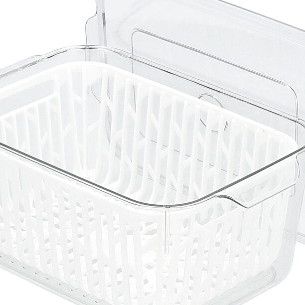 Alberto transparent acrylic fridge container with lid & inner basket 2L image number 3