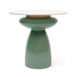 Homez glass coffee table with marble top 61*51cm, green image number 0