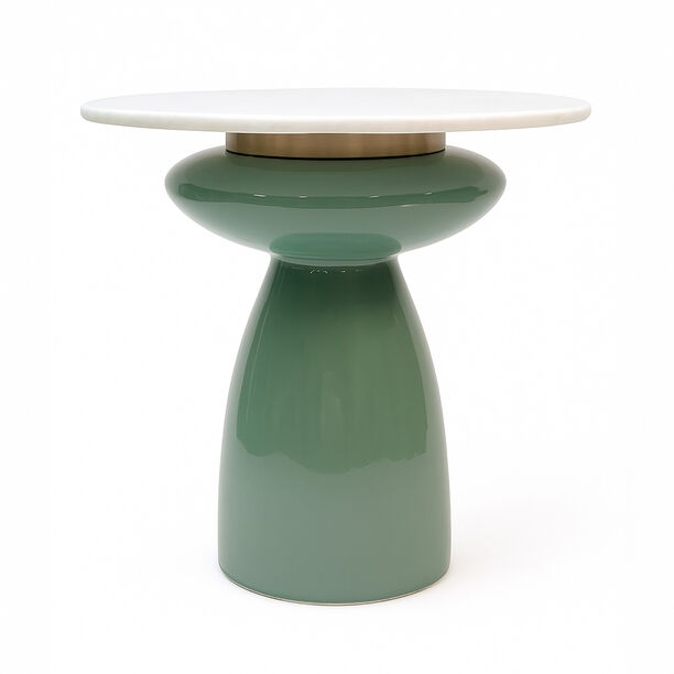 Homez glass coffee table with marble top 61*51cm, green image number 0