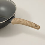 Alberto Non Stick Wok Pan With Glass Lid Black Color image number 1