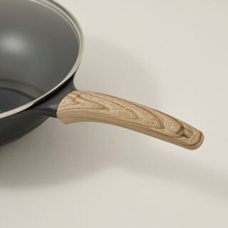 Alberto Non Stick Wok Pan With Glass Lid Black Color