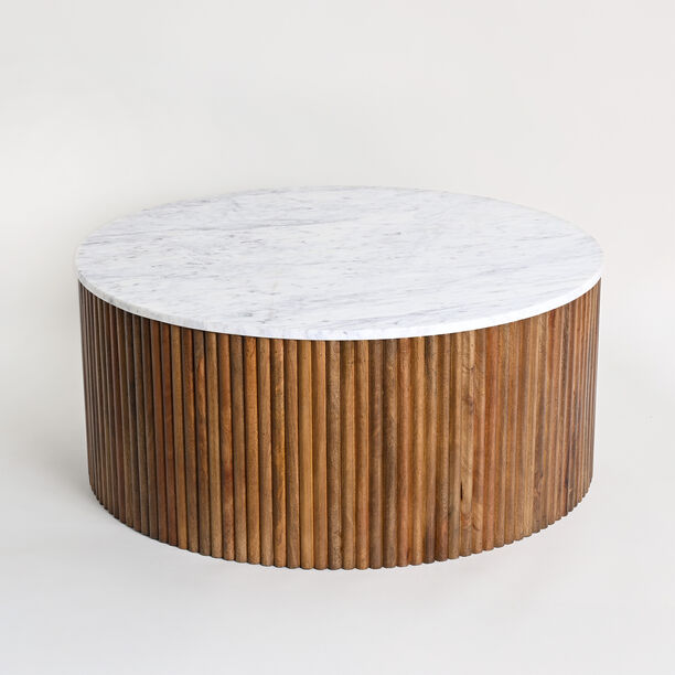 هومز طاولة قهوة من الخشب والرخام باللون البني 40*90*90سم image number 0