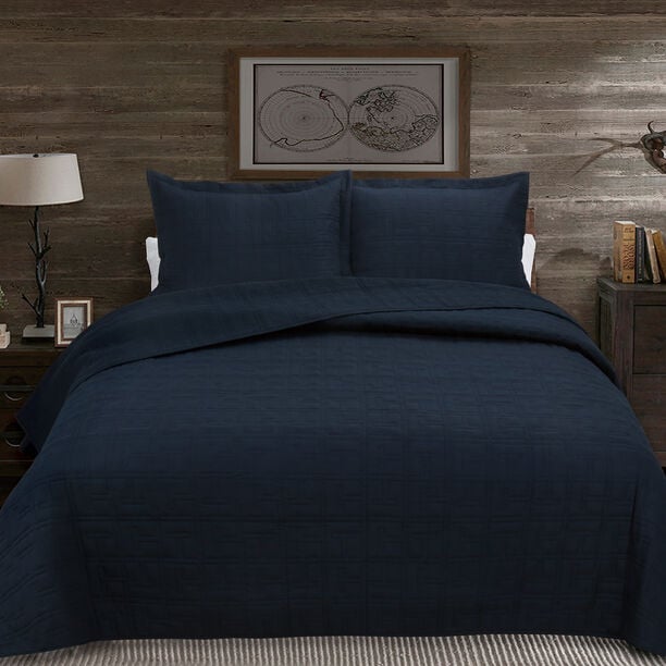 3 Pieces Cotton Embroidered King Bed Set image number 0