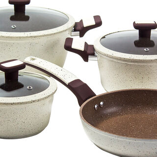 Alberto Stone Series 7 Pieces Cookware Set Cream Color
