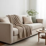 Boutique Blanche Waffle 100% Cotton Woven Throw Natural 130*180cm image number 4