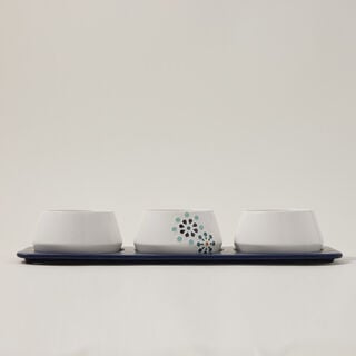 Dallaty white porcelain nut bowls with tray set 4 pcs
