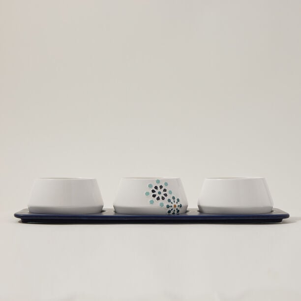 Dallaty white porcelain nut bowls with tray set 4 pcs image number 1