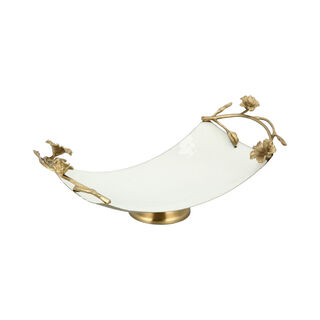 Pedestal Tray White&Satin Gold