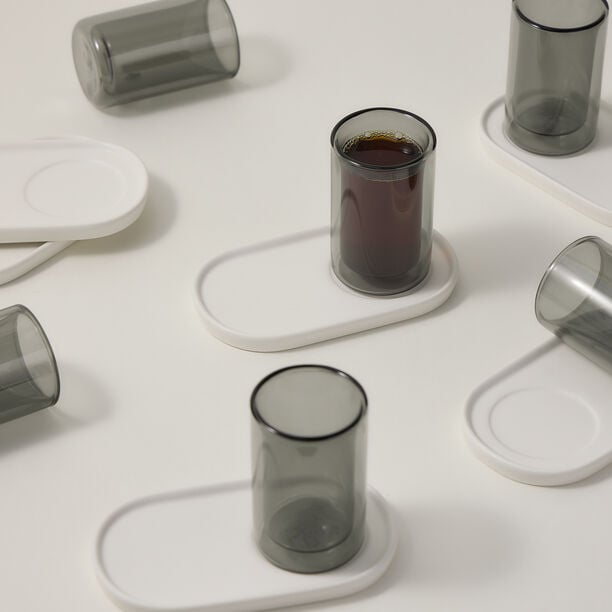 Dallaty white and black glass and porcelain tea cups set 12 pcs image number 3