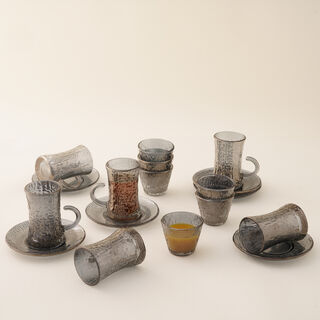 Dallaty tea set 18pcs frosted with line pattern