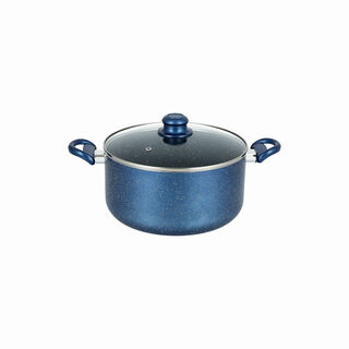 بنتولا طقم أواني طبخ 7 قطع ألمنيوم غير لاصق مع أغطية زجاج، أزرق