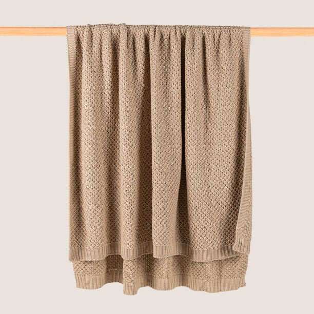 Boutique Blanche Loft 100% Cotton Knitted Throw Natural 130*180cm image number 2