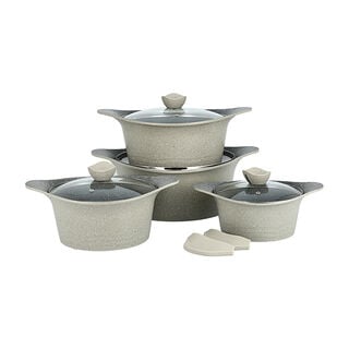 Alberto 8 piece beige granite cookware set