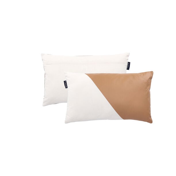 Cottage Cotton and Rexine Cushion 30 * 50 cm White image number 1