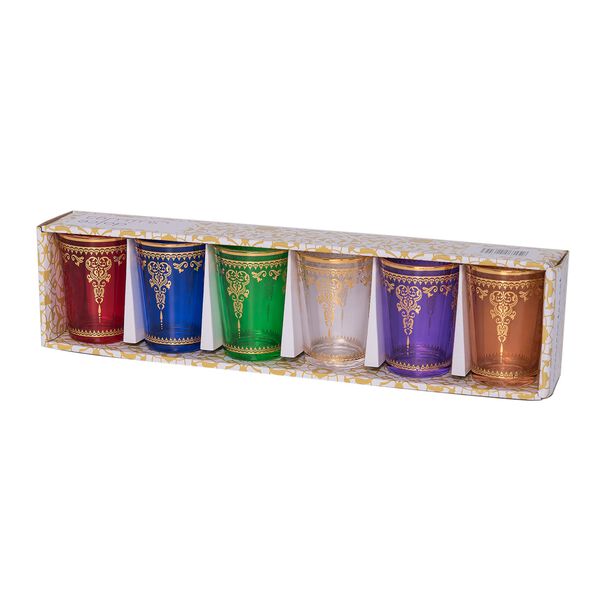 Colored Moroccan Tea Glass Set/Transparent image number 2