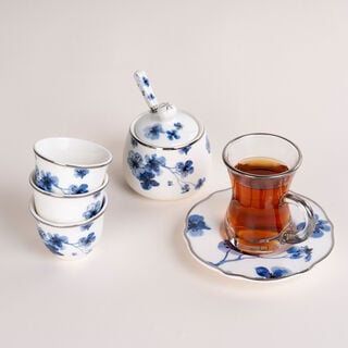 La Mesa Porcelain Tea And Coffee Set 21 Pieces Blue