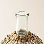 هومز إناء زجاجي بغطاء منسوج من الخوص 25*15.5*15.5سم image number 2