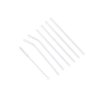 البرتو طقم مصاصات زجاج 7 قطع شفاف