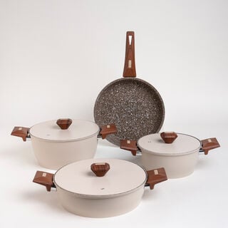 Alberto 7 piece beige granite cookware set