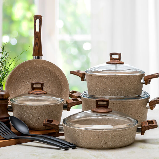Alberto Granite 9Pcs Cookware Brownstone Color image number 8