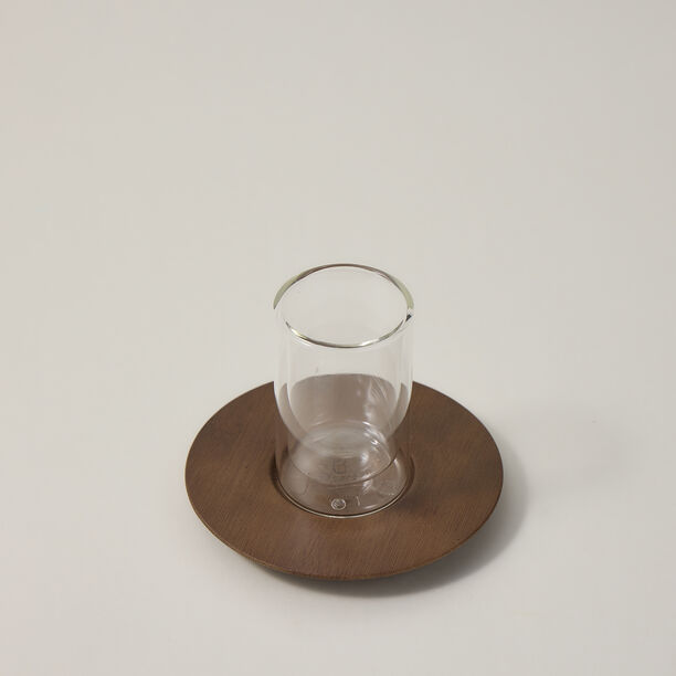 Dallaty wood and glass Tea and coffee cups set 18 pcs image number 2