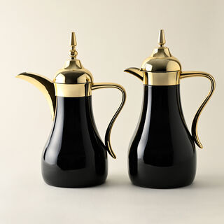 Dallaty gold and black steel flask 1L + 700ml 2 pcs