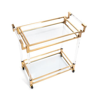 2 Tiers Acrylic Serving Trolley Gold 