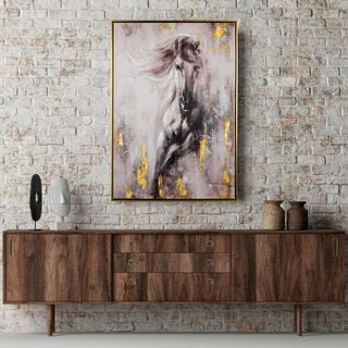 Horse Oil Painting Print with Handpainted 70x100x3.5 CM