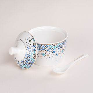 21 Pcs Porcelain Tea And Coffee Set Mosaic Blue