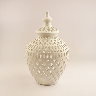 Lucerna Ceramic Ramadan Candle Holder, White 30*19.8*19.8Cm