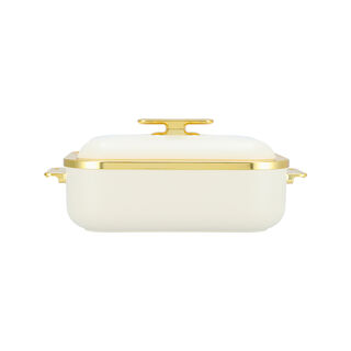 La Mesa matte off white & gold plastic food warmer 4L