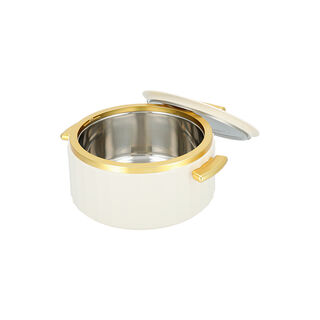 La Mesa matte off white & gold plastic food warmer 4L