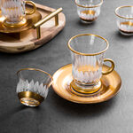 18 Pieces Glass Tea And Coffee Set Sunflower Gold image number 0