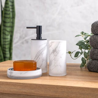 3 Piece Bath Accessories Set Glass Metal Elite Gray