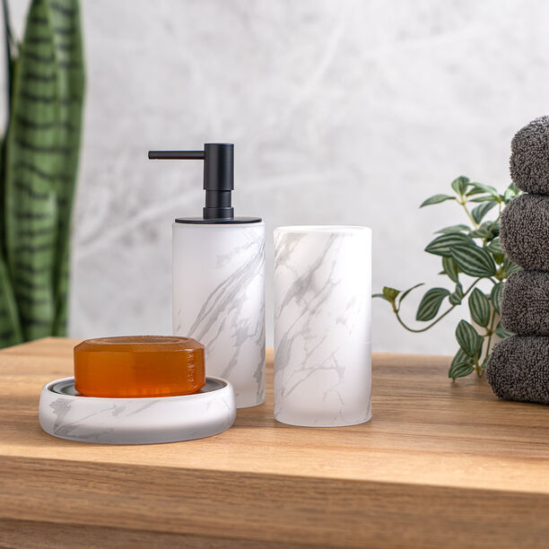 3 Piece Bath Accessories Set Glass Metal Elite Gray image number 4