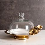 Cake Dome Sml White&Satin Gold image number 3