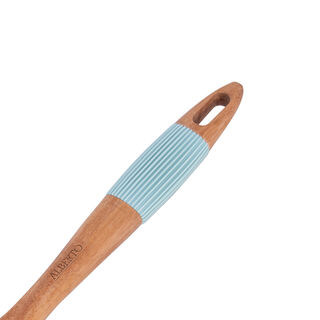 Alberto Wooden Turner With Water Blue Silicone Grip