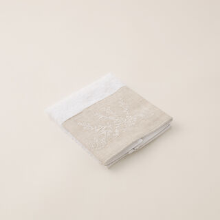 3 Pcs 100% Cotton Embroidered Face Towel Towel With Linen Border Set 30*30 cm