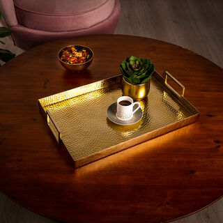 صينية تقديم مستطيلة مطلية ذهب 48*31*6.5 سم