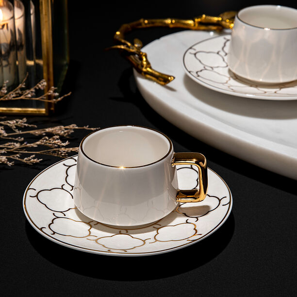 Dallaty white and gold porcelain Turkish coffee cups set 12 pcs image number 5